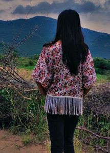 Floral Print Ladies Fancy Poncho Style Top
