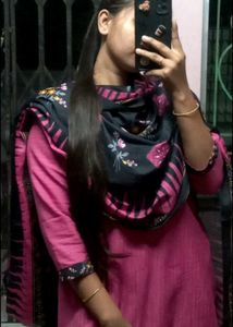 Pink Kurti Set with Printed Dupatta