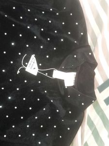 Black Velvet Shiny Stones Mini Dress