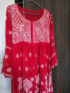 Red Bohemian Threadwork Kurti