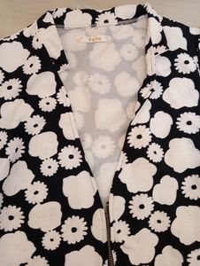 Navy Blue And White Floral Print Jacket