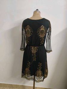 Elegant Black &amp; Gold Embellished Dress