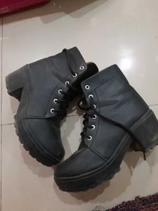 Black Platform Heel Boots