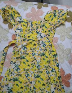 Floral Yellow Midi Dress