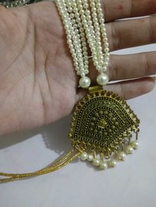 Pearl and Gold Tone Statement Necklace