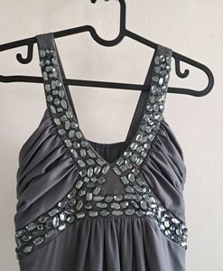 Embellished Party Dress (Grey)