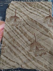 Flower Print Saree With Stone Work