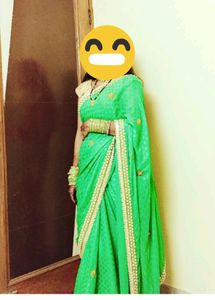 Green Saree Heavy Border Embroidery