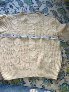 Cream Cable Knit Cropped Sweater (size S)