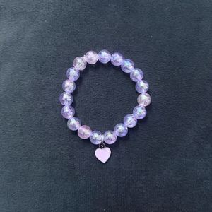 Purple Beaded Heart Bracelet