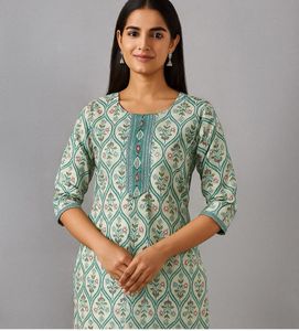 Boat Motif & Floral Print Kurta