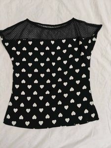 Black Net Design Top For Women