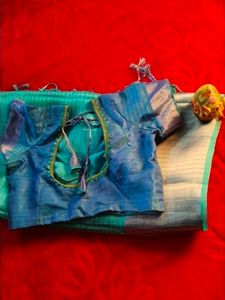 Teal Linen Saree