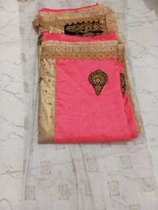 Embroidered Pink Saree