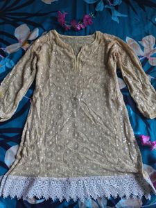 Embroidered Beige Kurti