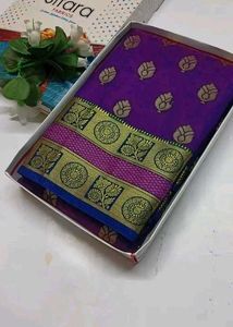 Elegant Banarasi Satin Shoulder Soft silk