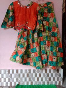 Butterfly Back Crop Top With Ethnnic Skir