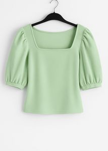 Mint Green Puff Sleeve Top