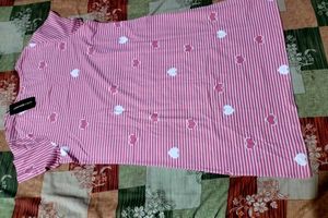 Pink Striped Heart Print Night Dress