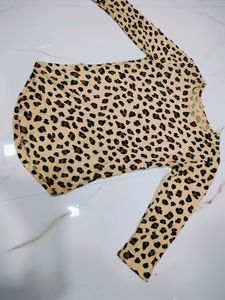 Biege Tiger Print Top