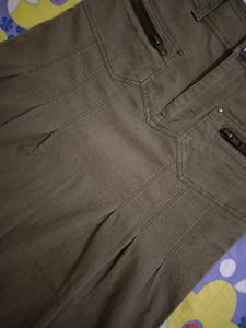 DARK  OLIVE  DENIM  SKIRT