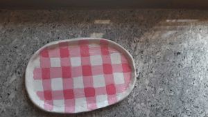Pink Gingham Trinket Dish