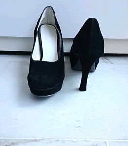 Black Velvet High Stilletto Heels For Women