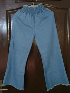 Denim Wide Leg Pants Waist Size 26(Stretchable)