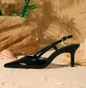 Black Patent Slingback Heels