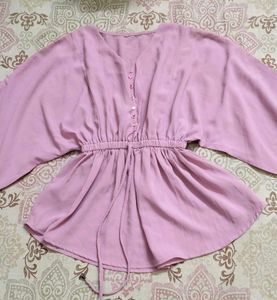 Pink Blouson Style Top