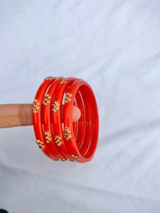 Beautiful Orange Colour Bangles Set Of 4