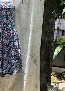 I. Floral Strapless Dress
