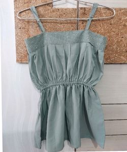 Cute Mint Green Peplum Tank Top