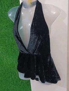 Y2K Velvet Velour Halter-Neck Eve Top