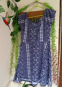 Blue &amp; White Print Dress