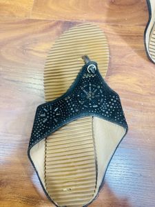 Embellished Black Flip Flops