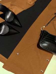 Elegant Brown Coat &amp; Dress Set