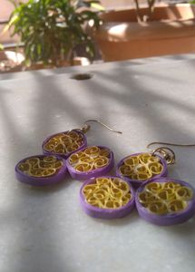 Beautiful Purle And Green Quilled Earrings