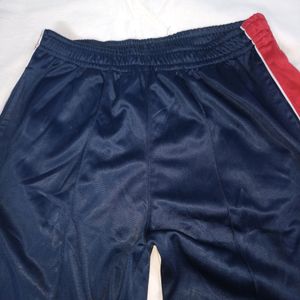 Navy Blue Red Lines Woolen Joggers Sweatpants