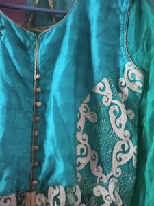 Sea Green Ethnic Gown In Good Condition