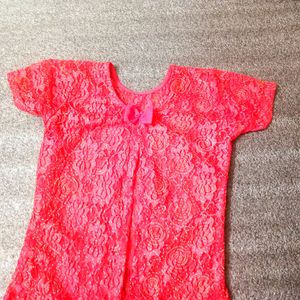 Kurti Pant Set With Red Shimmery Shrug