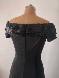 Black Sequin Off-Shoulder Gown