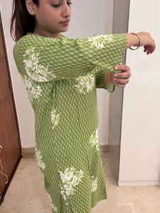Green Printed Kurta Set