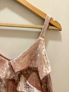 MANGO Velvet Ruffle Cami Top