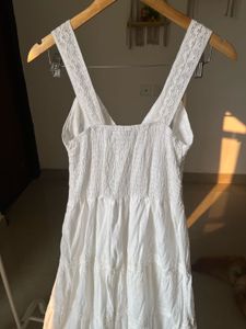 White Tiered Lace Trim Maxi DRESS