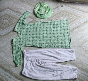 Green Embroidered Salwar Kameez Set