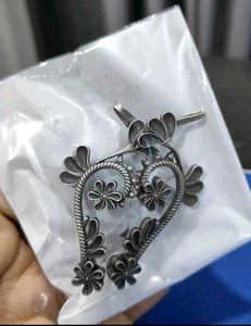 Silver oxidised floral earcuffs