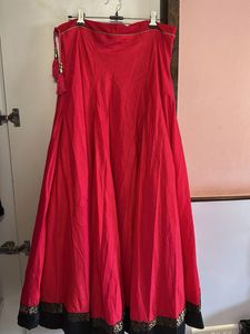 Red Ethnic Fishcut Skirt