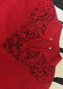 Vintage Red Embellished Top