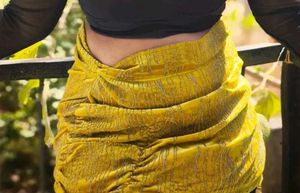 Yellow Ruched Mini Skirt